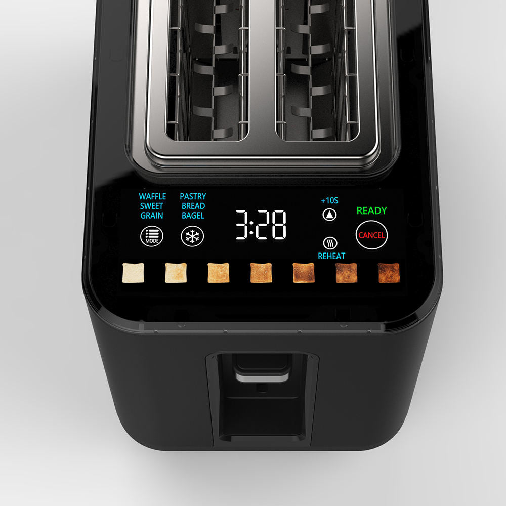Smart Touchscreen Toaster with Sandwich Cage | 2-Slice Wide Slot, LED Display, 6 Browning Levels