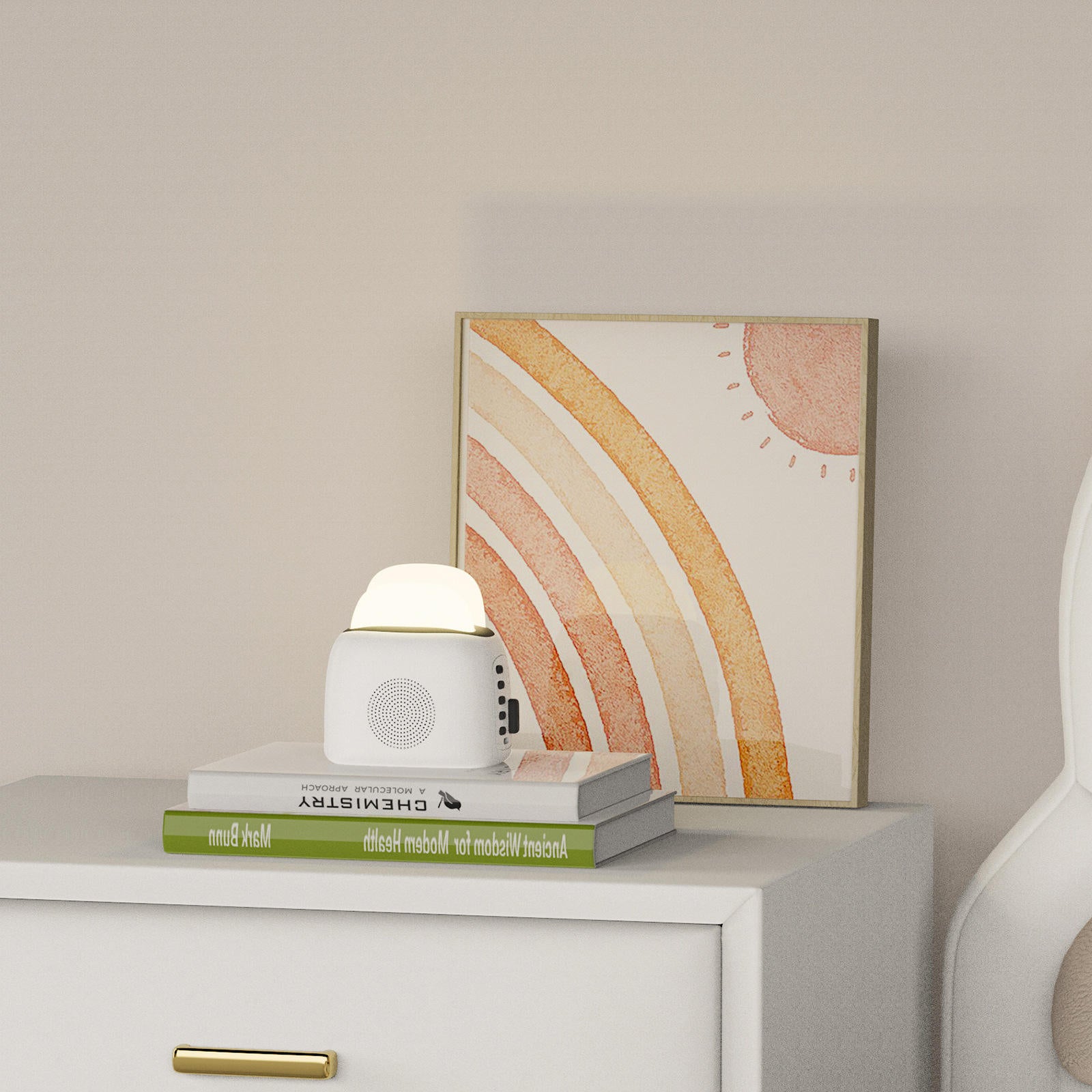 3-in-1 Smart Sleep Therapy Machine - Bluetooth Speaker with 6 Soothing Sounds & Ambient Night Light, 1200mAh Long-Lasting Battery