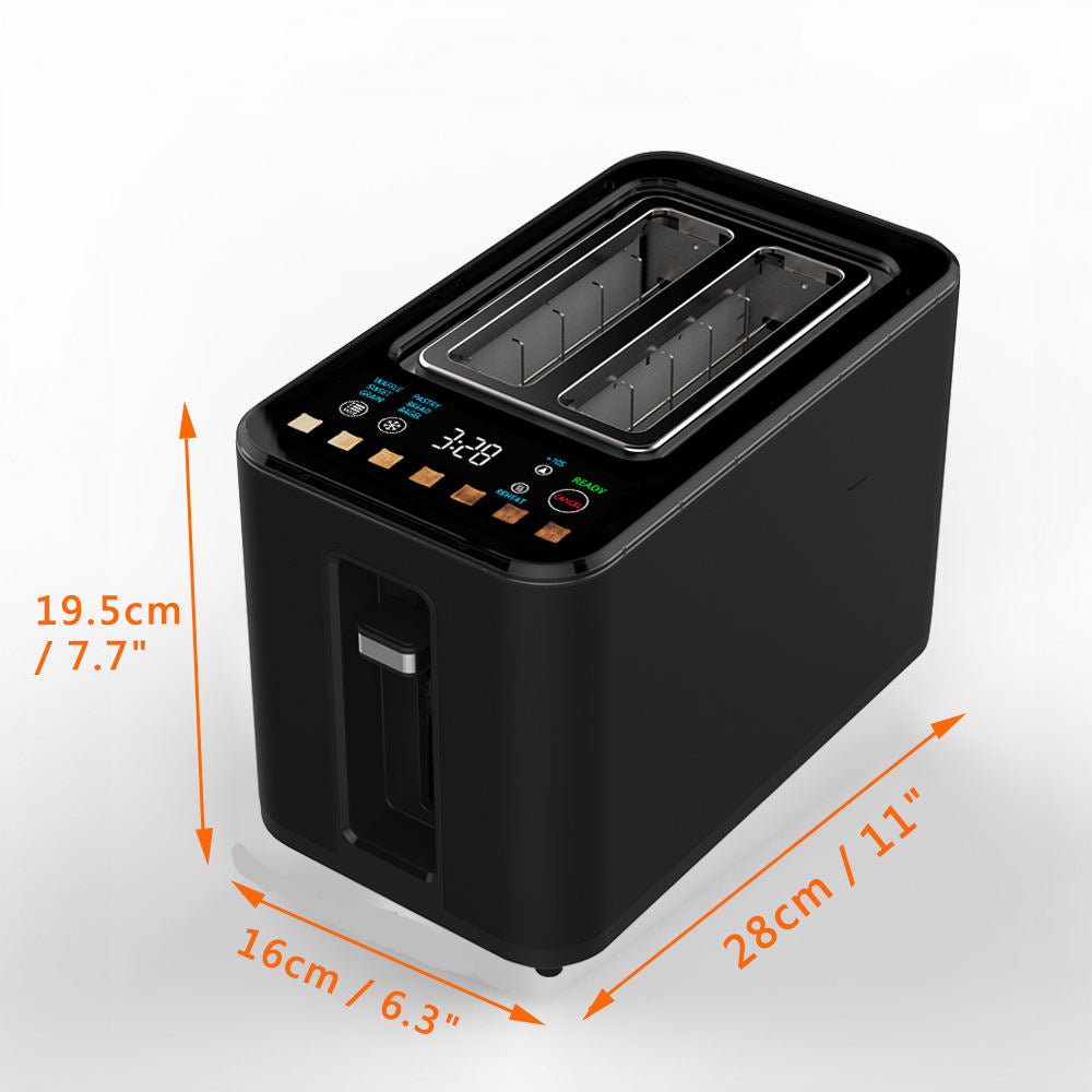 Smart Touchscreen Toaster with Sandwich Cage | 2-Slice Wide Slot, LED Display, 6 Browning Levels
